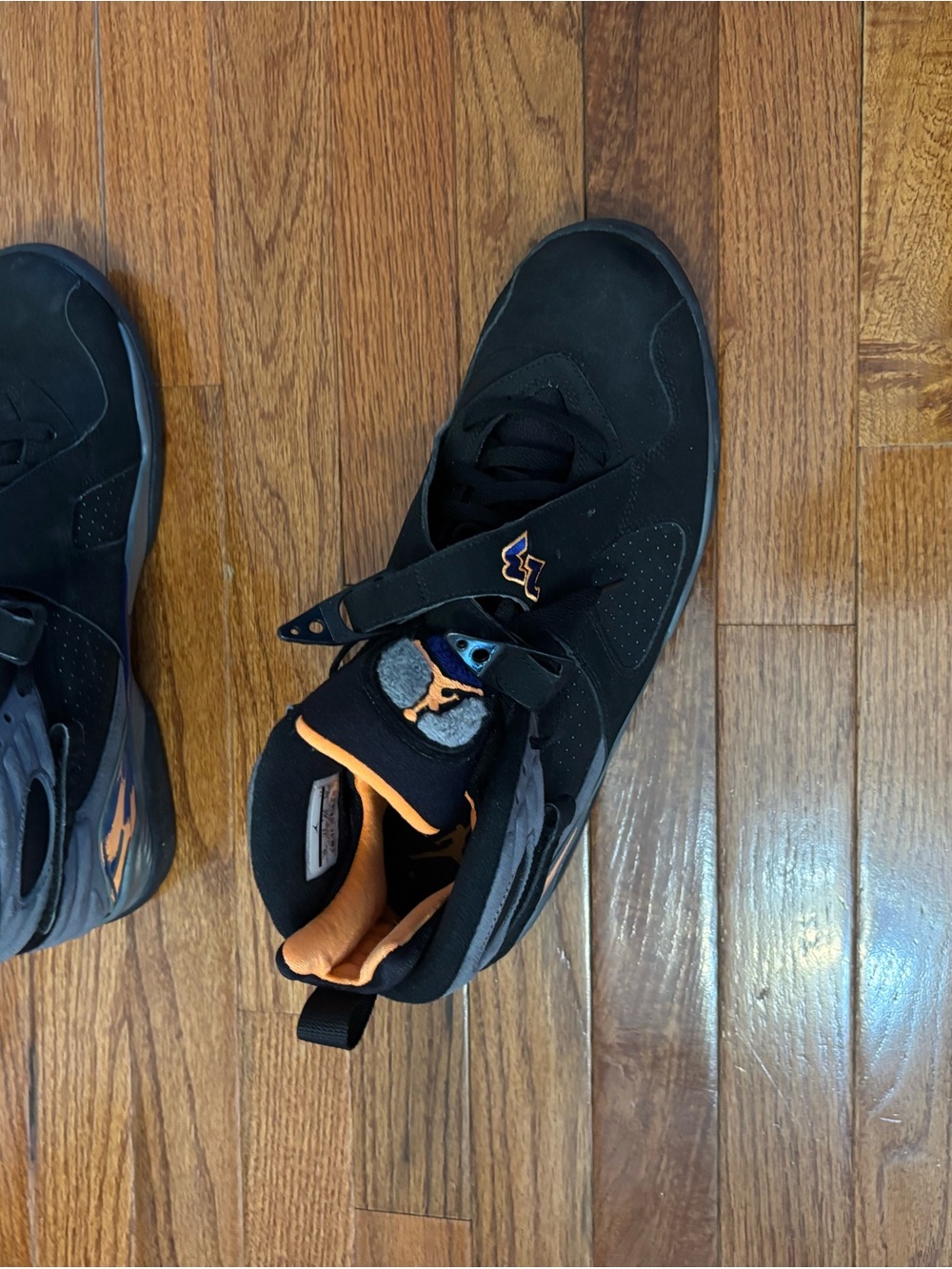 Jordan Black and Orange High-Top Basketball Sneakers